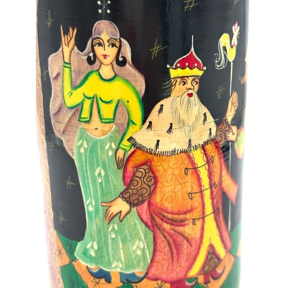 Vintage Matryoshka Russian Hand Painted Doll Vodka Wood Bottle Holder Artisan - Picture 7 of 16